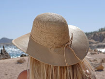 michelle models a cowboy hat from cabo hats on location in cabo san lucas