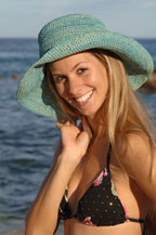 silvina taberna models cabo hats and bikinis on the beach in los cabos, mexico