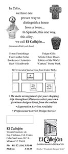 El Callejon Rack Card - back - black and white