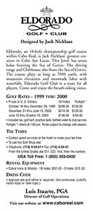 El Dorado Golf Club - Rack Card - back